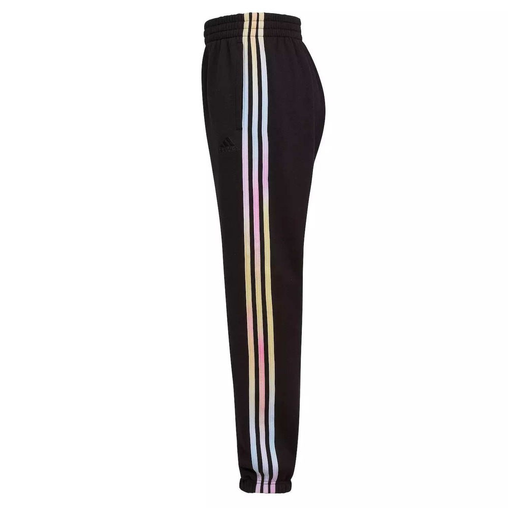 Boys 8-20 adidas Game Fade 3-Stripe Fleece‎ Joggers XL(18-20) Black w Pink Green